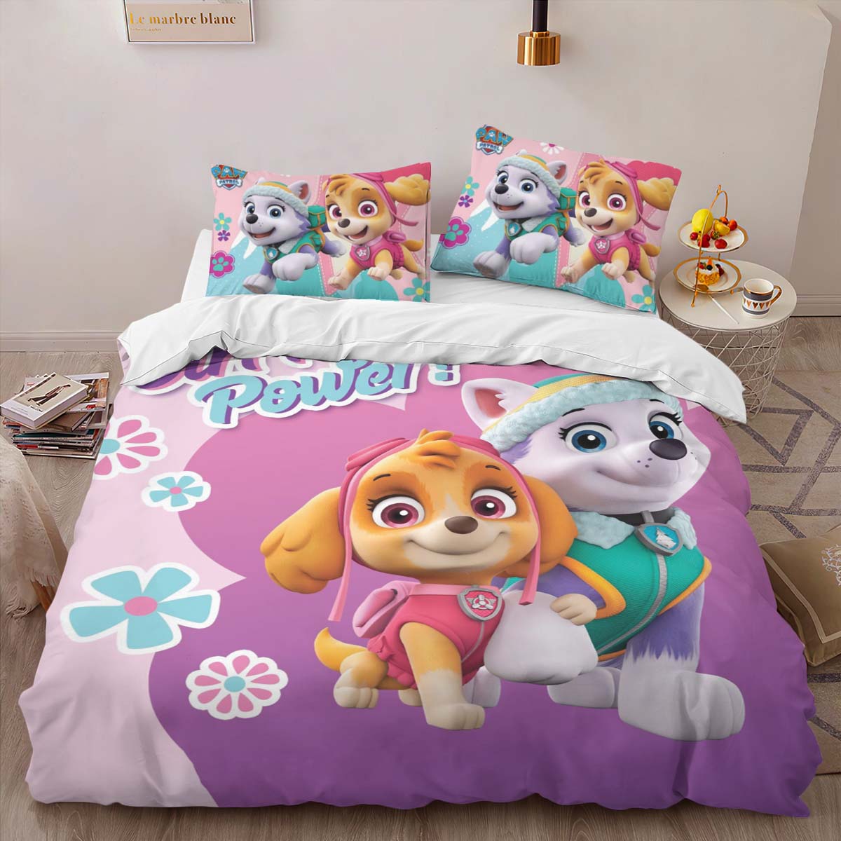 Housse De Couette Pat’ Patrouille Girl Pup Power Everest et Skye Parure de lit Ensemble De Literie – Image 2