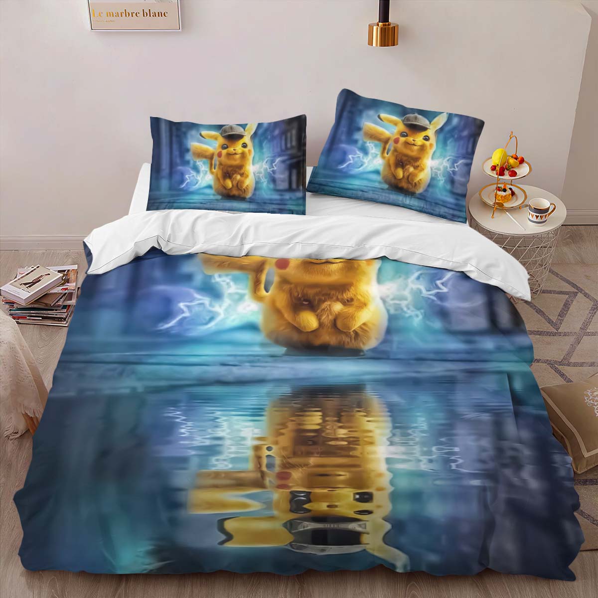 Housse De Couette Détective Pikachu 1 Parure de lit Ensemble De Literie – Image 2