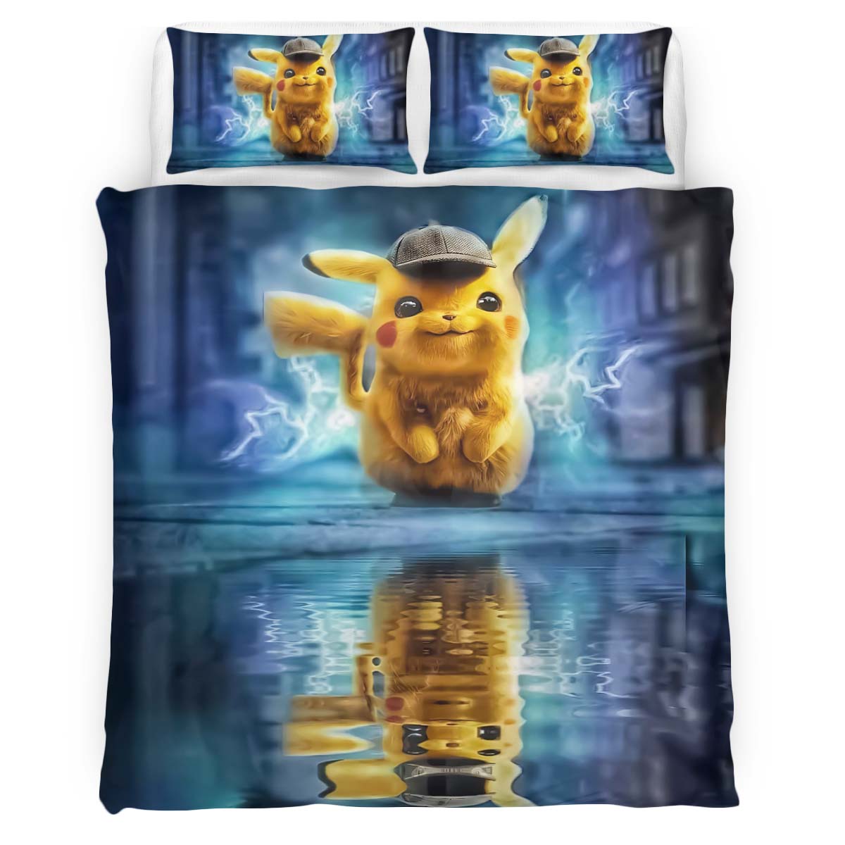 Housse De Couette Détective Pikachu 1 Parure de lit Ensemble De Literie