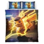 Housse De Couette Détective Pikachu 2 Parure de lit Ensemble De Literie