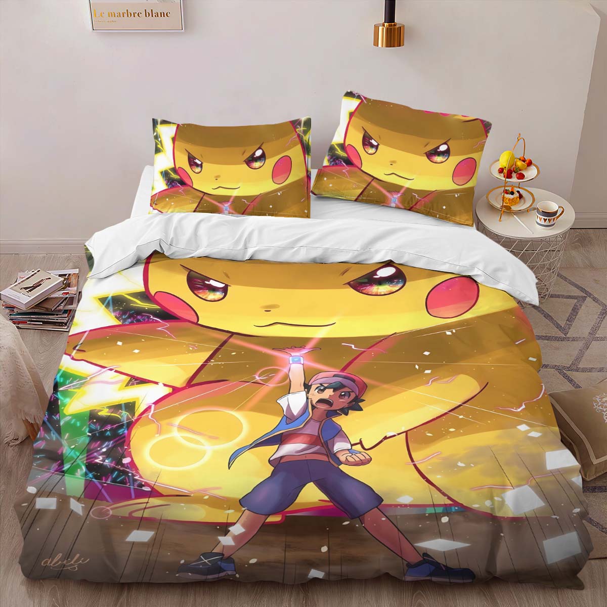 Housse De Couette Détective Pikachu 3 Parure de lit Ensemble De Literie – Image 2