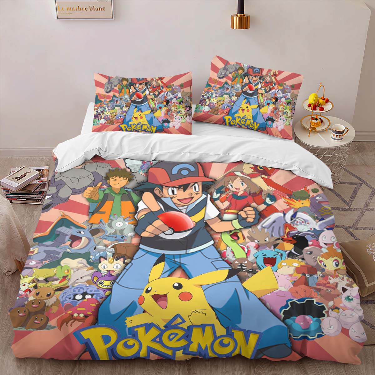 Housse De Couette Détective Pikachu – Tous les Personnages 3 Parure de lit Ensemble De Literie – Image 2