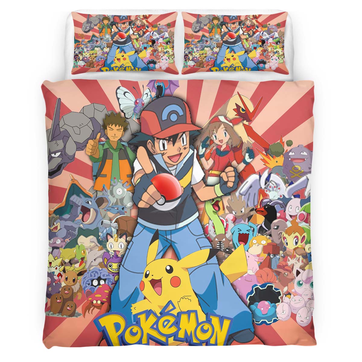 Housse De Couette Détective Pikachu – Tous les Personnages 3 Parure de lit Ensemble De Literie