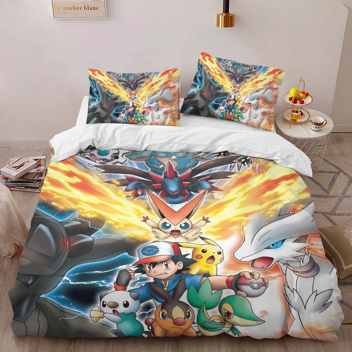 Housse De Couette Détective Pikachu – Tous les Personnages 4 Parure de lit Ensemble De Literie – Image 2