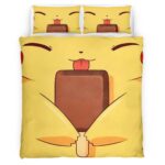 Housse De Couette Pikachu Visage Joyeux Parure de lit Ensemble De Literie