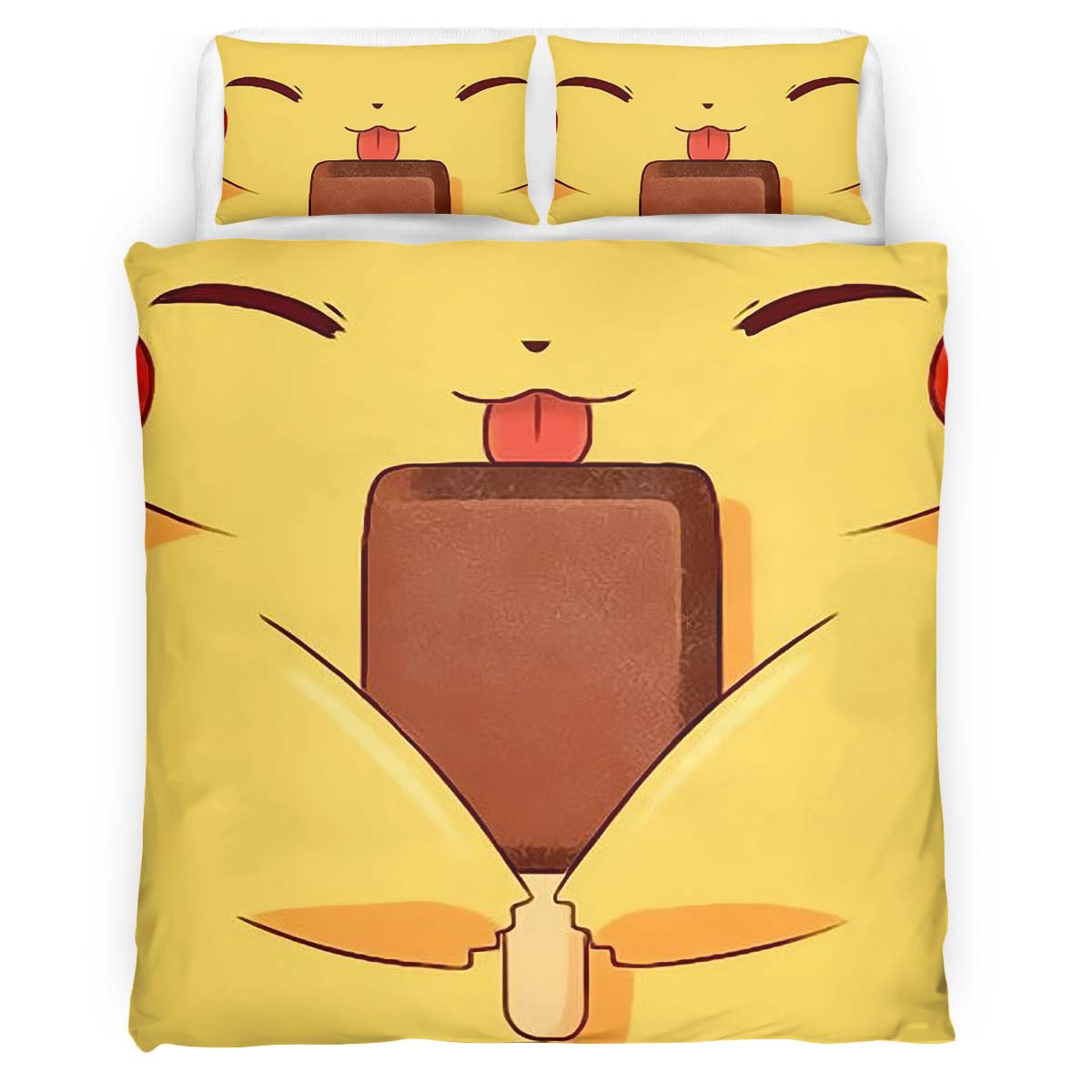 Housse De Couette Pikachu Visage Joyeux Parure de lit Ensemble De Literie
