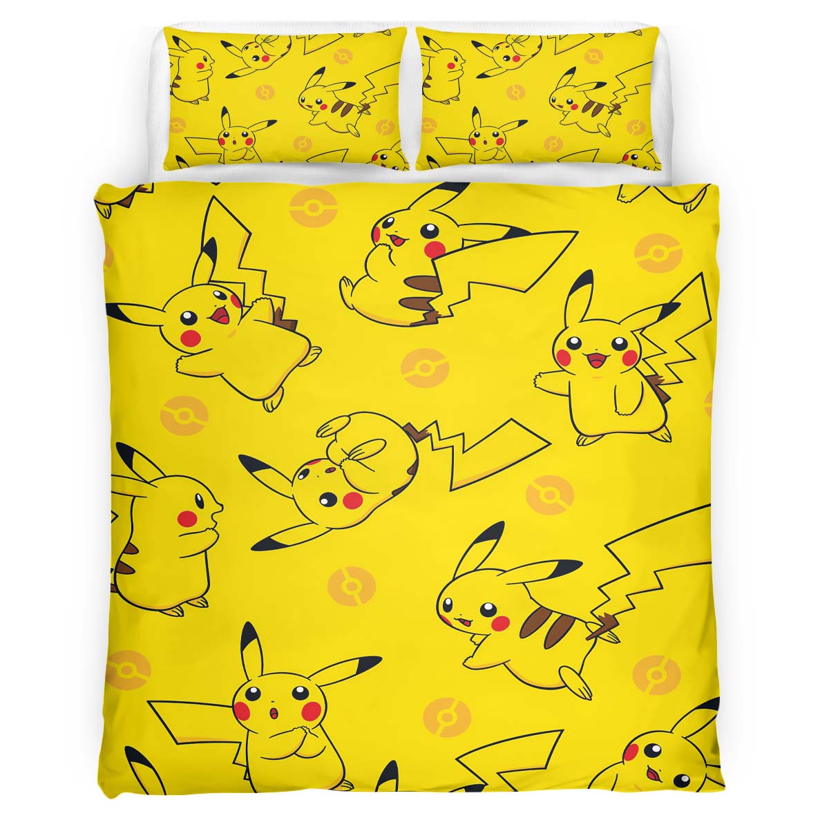 Housse De Couette Pikachu Pokémon 3 Parure de lit Ensemble De Literie