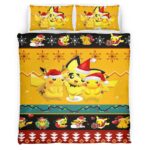 Housse De Couette Pikachu Pokémon Joyeux Noël Parure de lit Ensemble De Literie