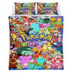 Housse De Couette Pokémon – Tous les Personnages 3 Parure de lit Ensemble De Literie