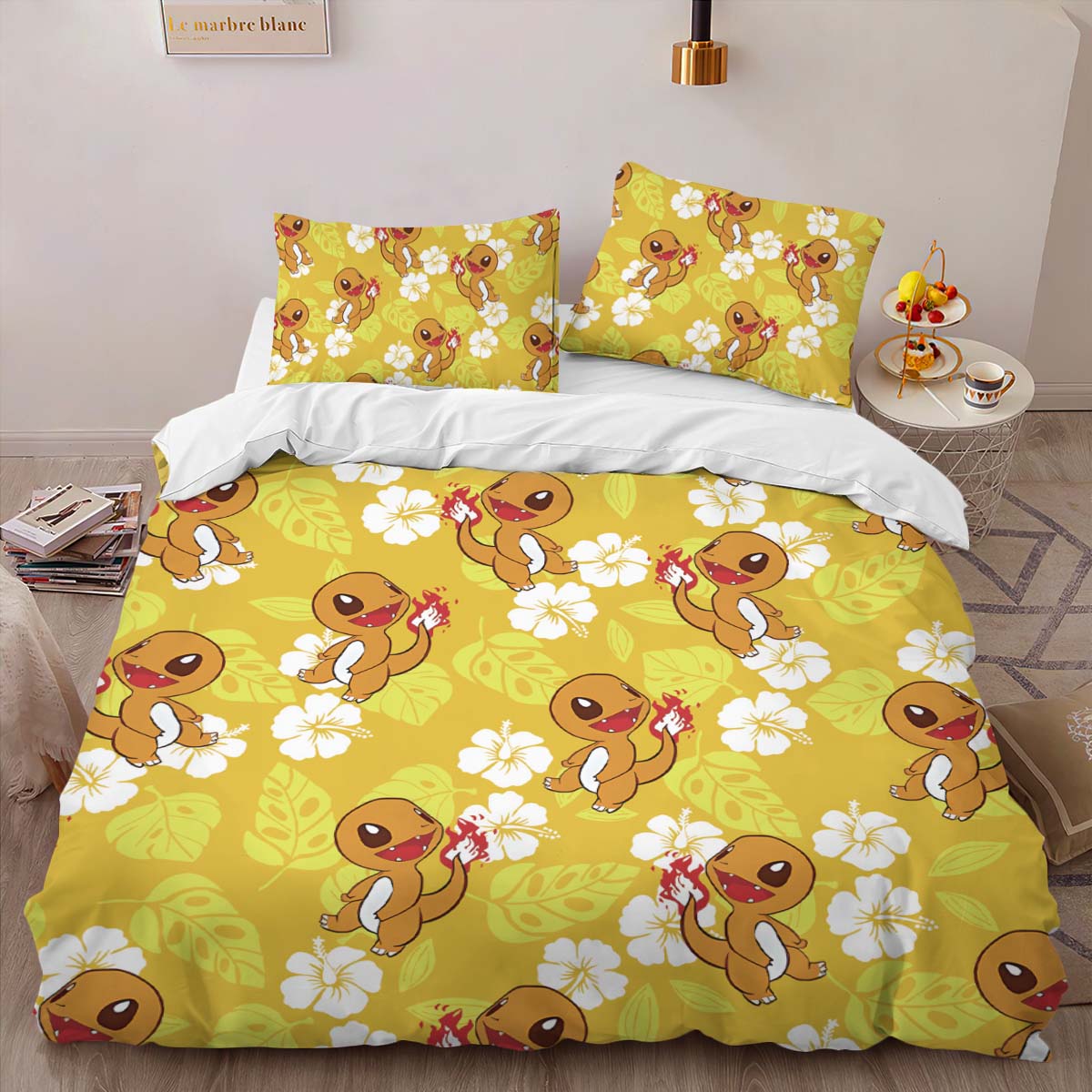 Housse De Couette Pokémon Salamèche 2 Parure de lit Ensemble De Literie – Image 2