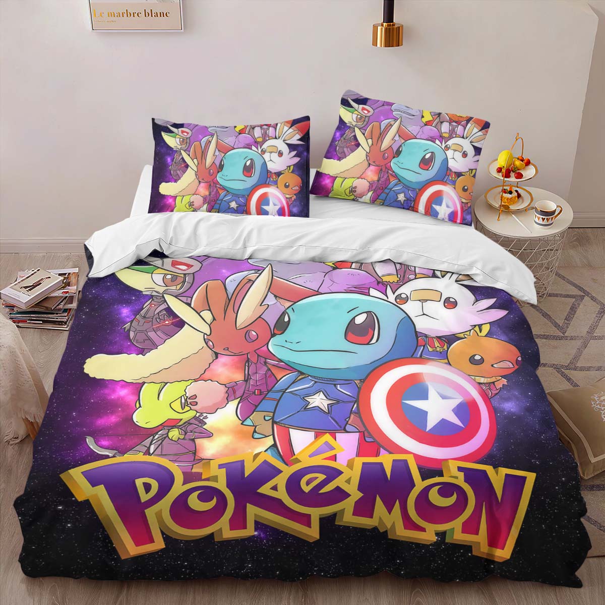 Housse De Couette Pokémon et Personnages Marvel Parure de lit Ensemble De Literie – Image 2