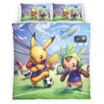 Housse De Couette Pikachu Football Pokémon 2 Parure de lit Ensemble De Literie