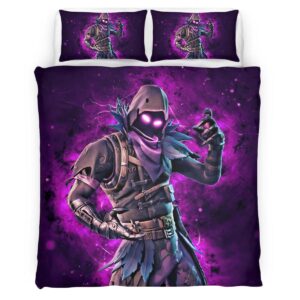 Housse De Couette Raven Violet Néon Fortnite Skin 07 Parure de lit Ensemble De Literie