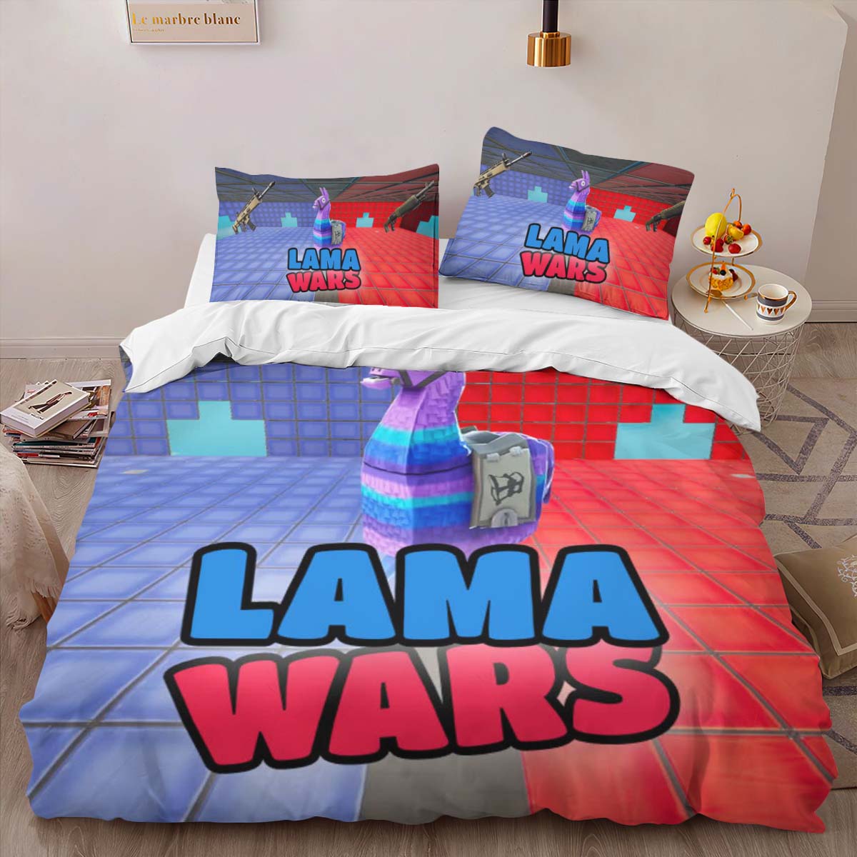 Housse De Couette Red vs Blue Lama Wars Parure de lit Ensemble De Literie – Image 2