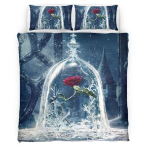 Housse De Couette Rose – La Belle et la Bête « Forever Love » Parure de lit Ensemble De Literie