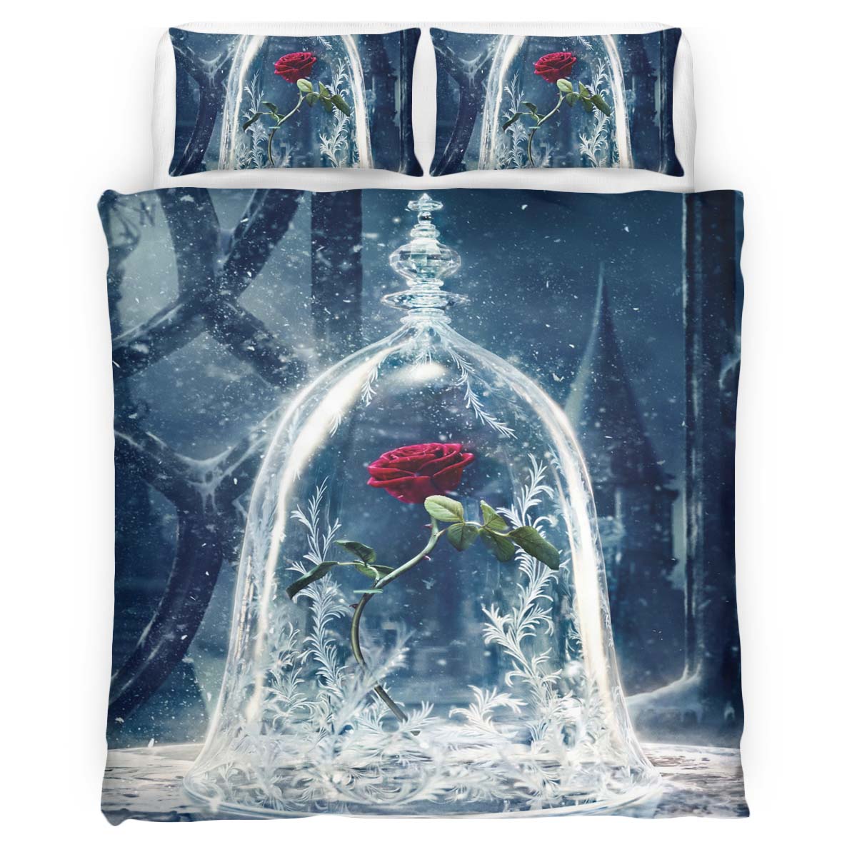 Housse De Couette Rose – La Belle et la Bête « Forever Love » Parure de lit Ensemble De Literie