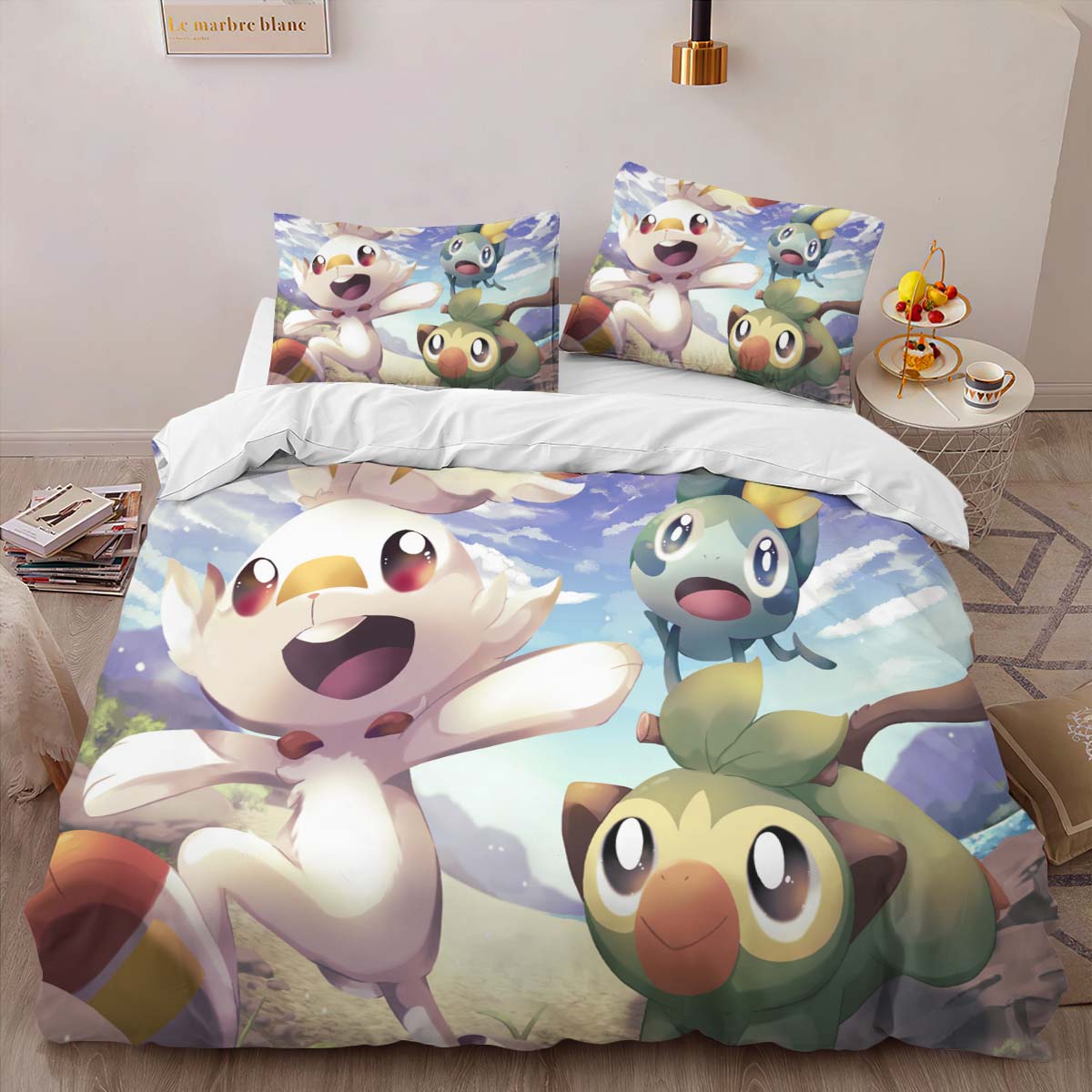Housse De Couette Scorbunny, Grookey & Sobble Pokémon Parure de lit Ensemble De Literie – Image 2