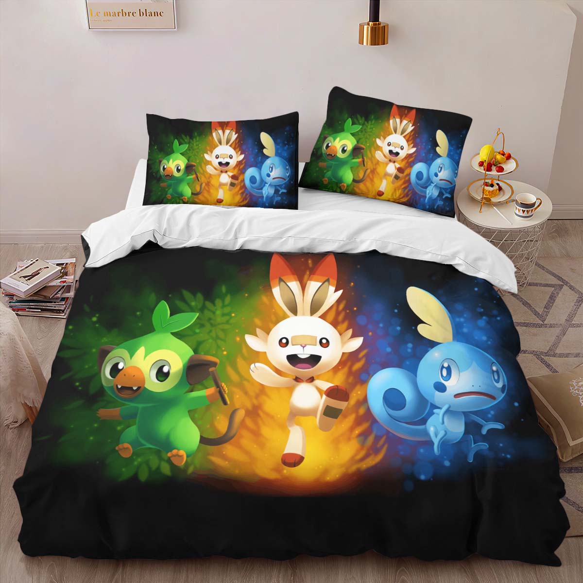 Housse De Couette Scorbunny, Grookey & Sobble Pokémon 3 Parure de lit Ensemble De Literie – Image 2