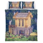 Housse De Couette Maison en Bouleau Simple dans Minecraft Parure de lit Ensemble De Literie