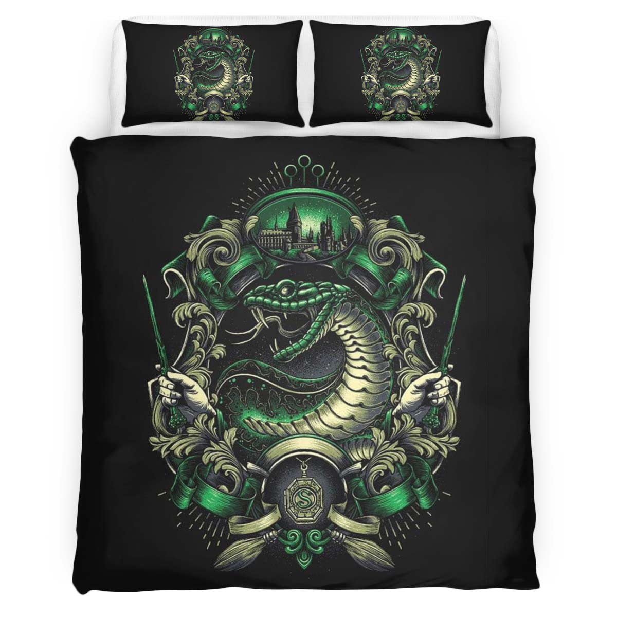 Housse De Couette Maison Serpentard Harry Potter 05 Parure de lit Ensemble De Literie