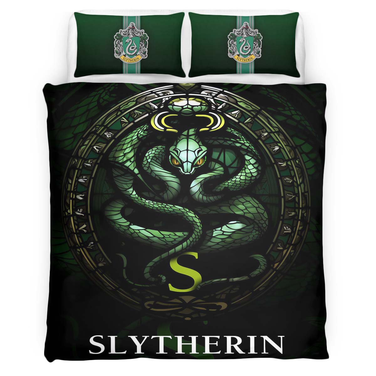 Housse De Couette Maison Serpentard Harry Potter – Logo Vert 02 Parure de lit Ensemble De Literie