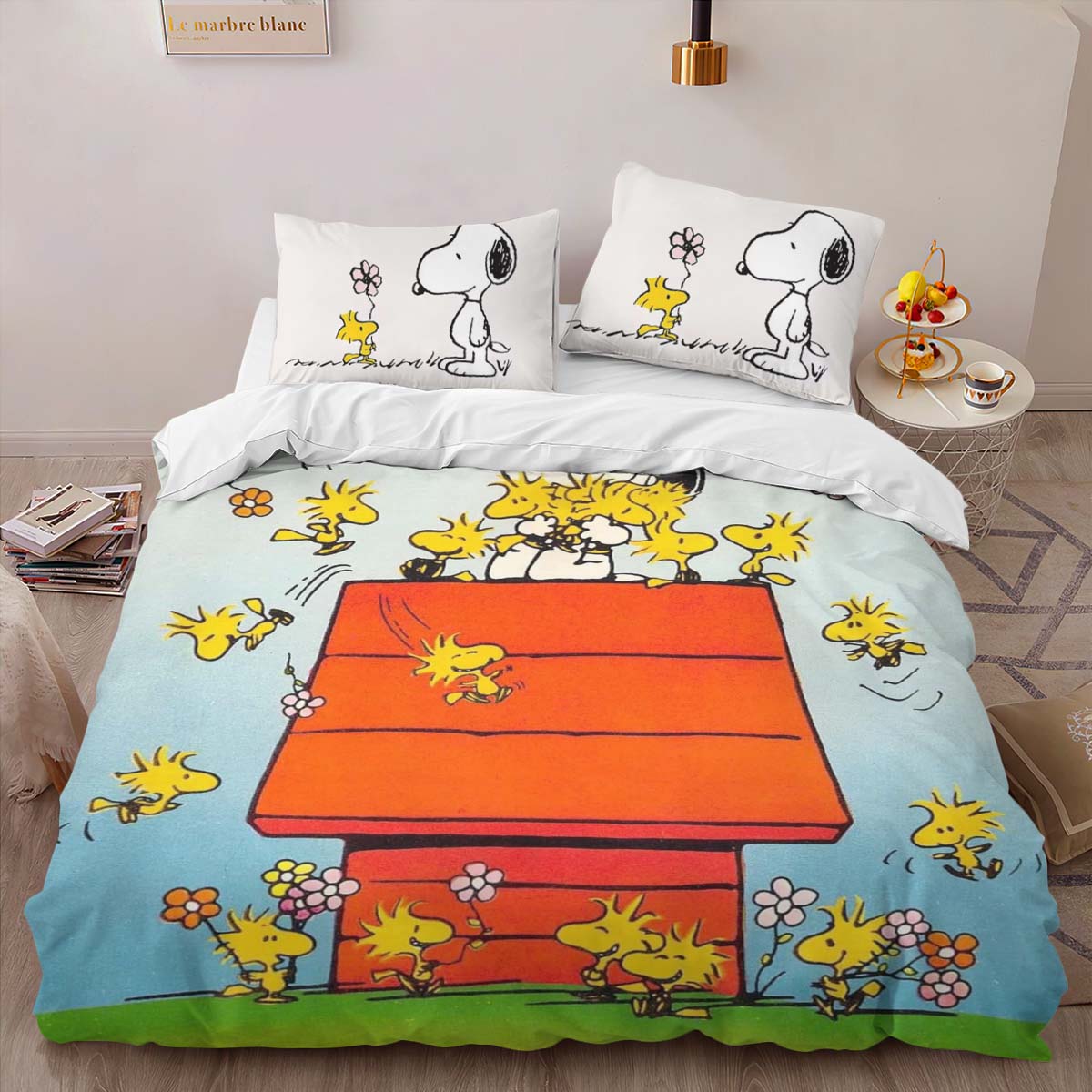 Housse De Couette Snoopy Câlin Beagle Parure de lit Ensemble De Literie – Image 2