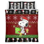 Housse De Couette Snoopy Noël Parure de lit Ensemble De Literie