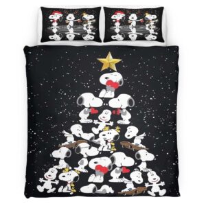 Housse De Couette Snoopy Sapin de Noël Parure de lit Ensemble De Literie