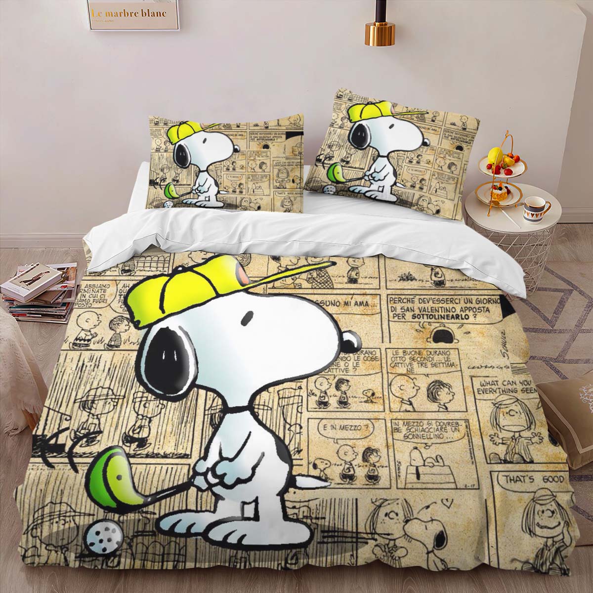Housse De Couette Snoopy Golf 2 Parure de lit Ensemble De Literie – Image 2