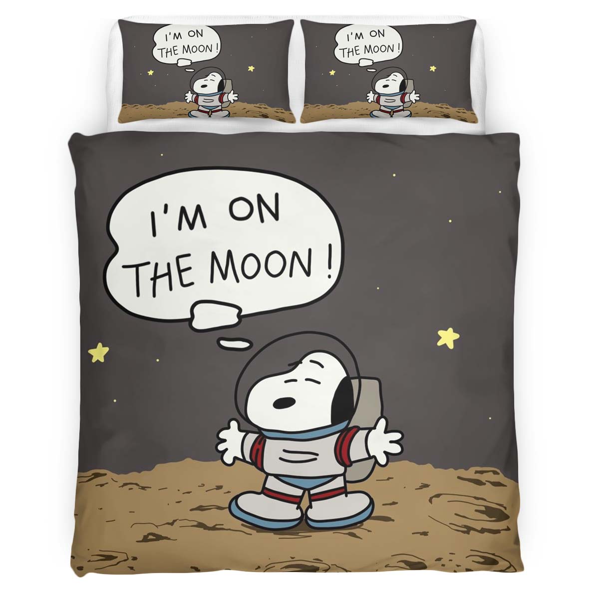 Housse De Couette Snoopy « I am on the moon » Parure de lit Ensemble De Literie