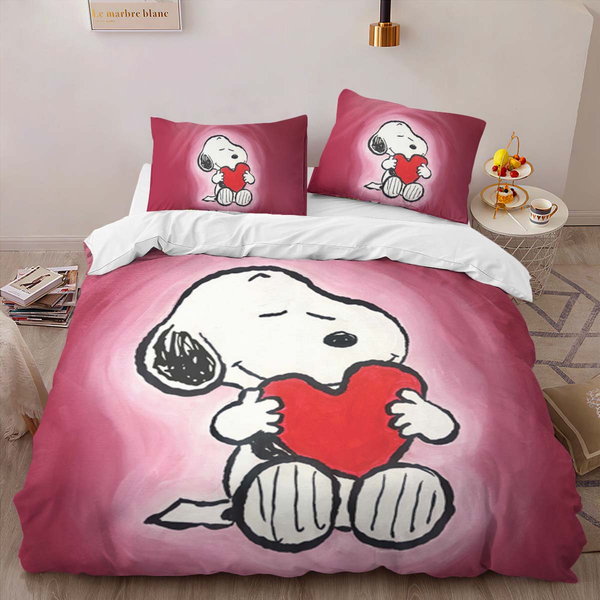 Housse De Couette Snoopy Cœur d’amour – Peanuts Parure de lit Ensemble De Literie – Image 2