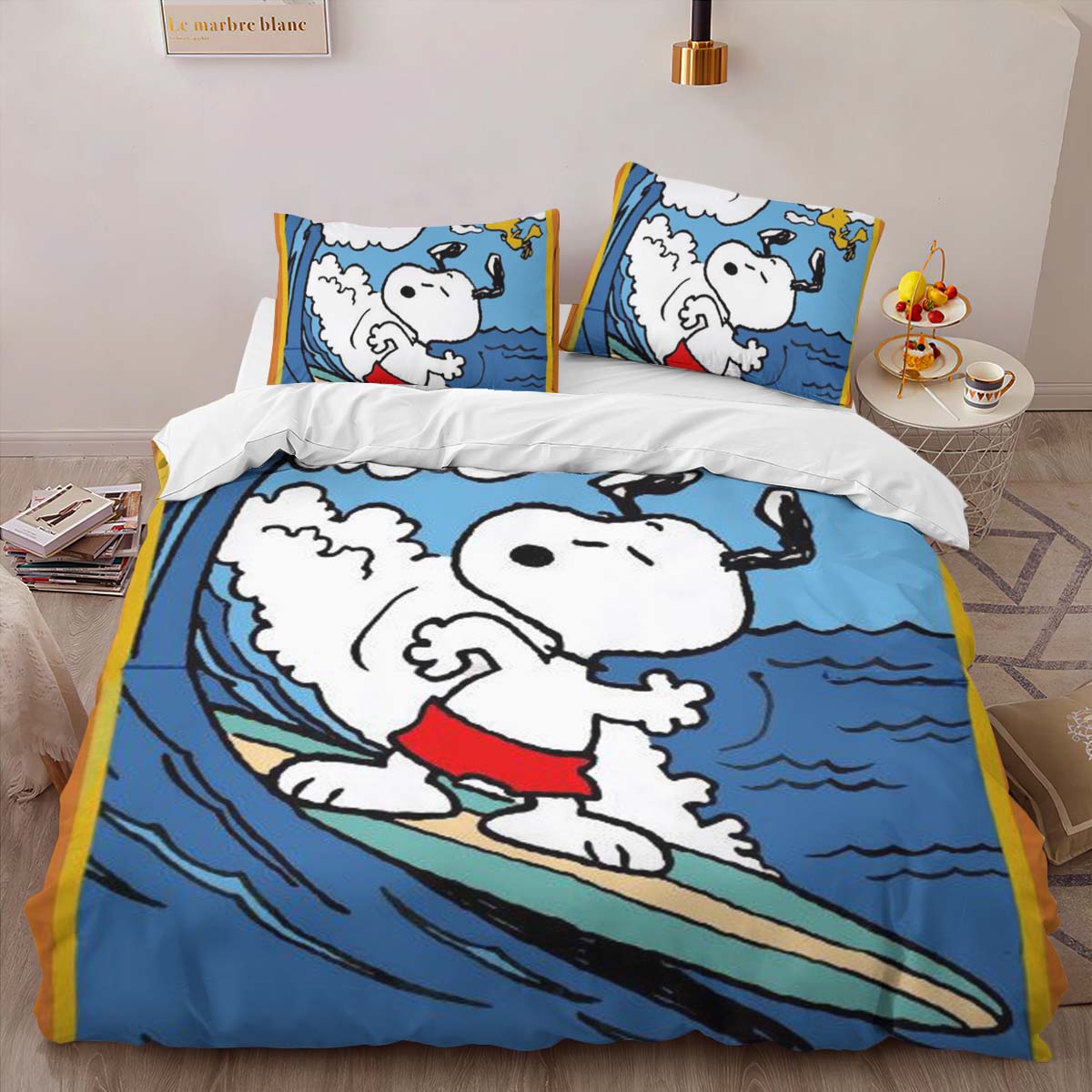 Housse De Couette Snoopy Surf Parure de lit Ensemble De Literie – Image 2