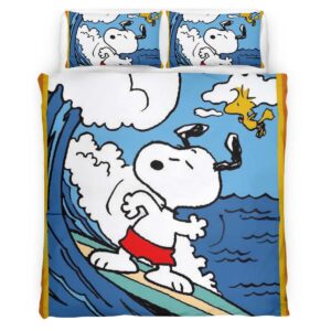 Housse De Couette Snoopy Surf Parure de lit Ensemble De Literie