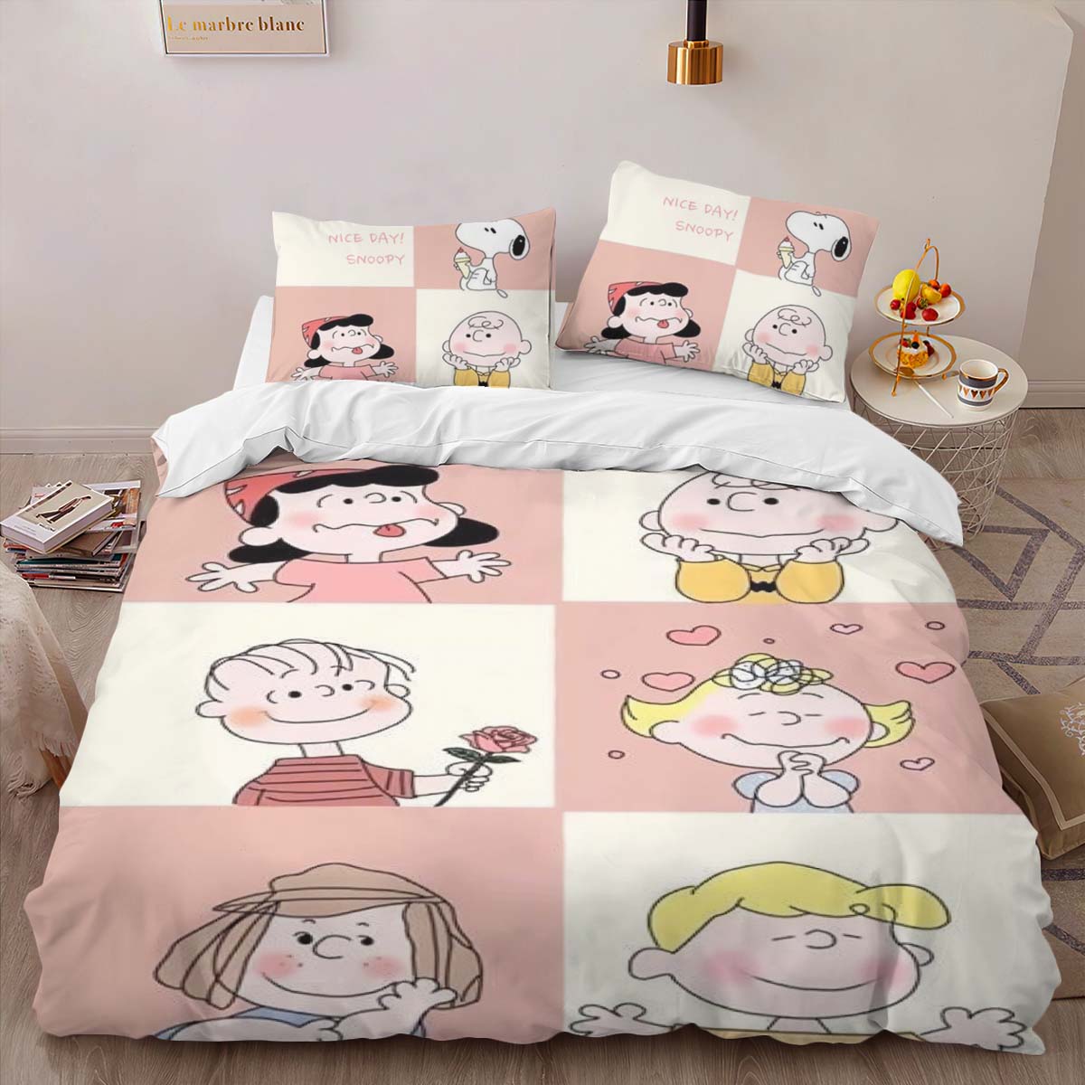 Housse De Couette Snoopy – Peanuts Personnages 7 Parure de lit Ensemble De Literie – Image 2