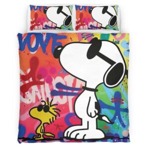 Housse De Couette Snoopy et Woodstock 6 Parure de lit Ensemble De Literie