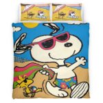 Housse De Couette Snoopy et Woodstock Fun d’été Parure de lit Ensemble De Literie