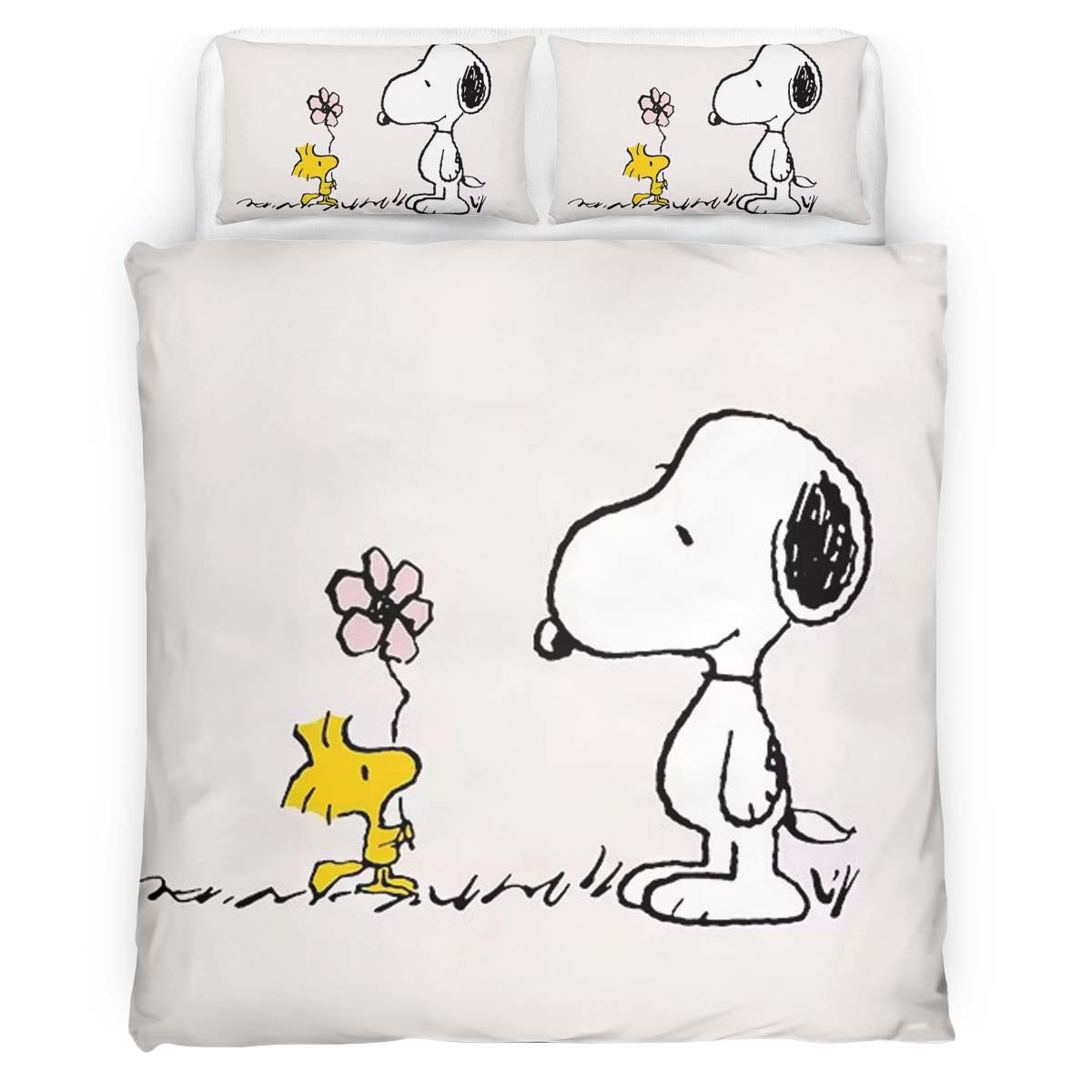 Housse De Couette Snoopy et Woodstock Parure de lit Ensemble De Literie