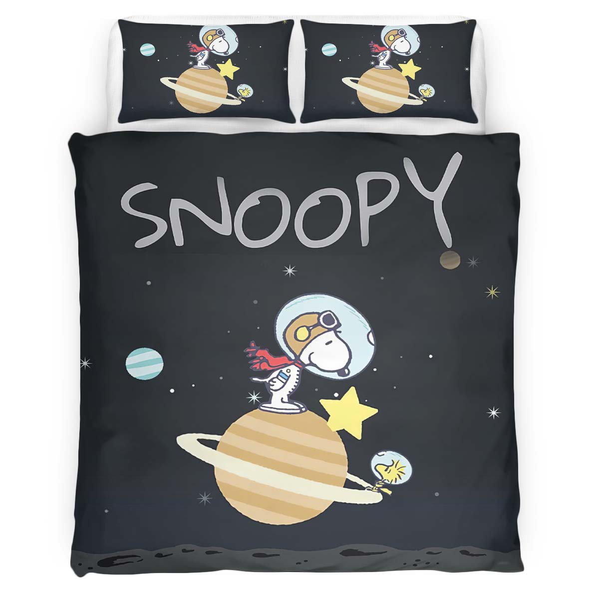 Housse De Couette Snoopy vers la lune 3 Parure de lit Ensemble De Literie