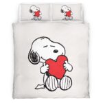 Housse De Couette Snoopy avec cœur Parure de lit Ensemble De Literie