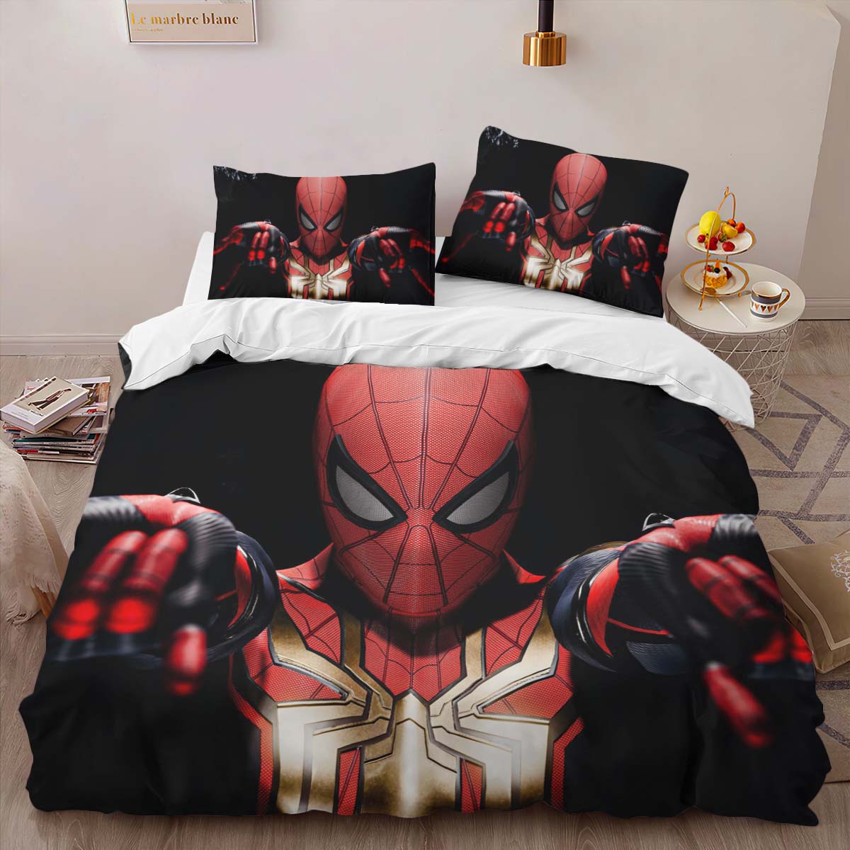 Housse De Couette Spider-Man Fond Sombre Parure de lit Ensemble De Literie – Image 2