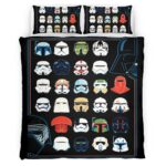 Housse De Couette Star Wars Personnages avec Casques Parure de lit Ensemble De Literie