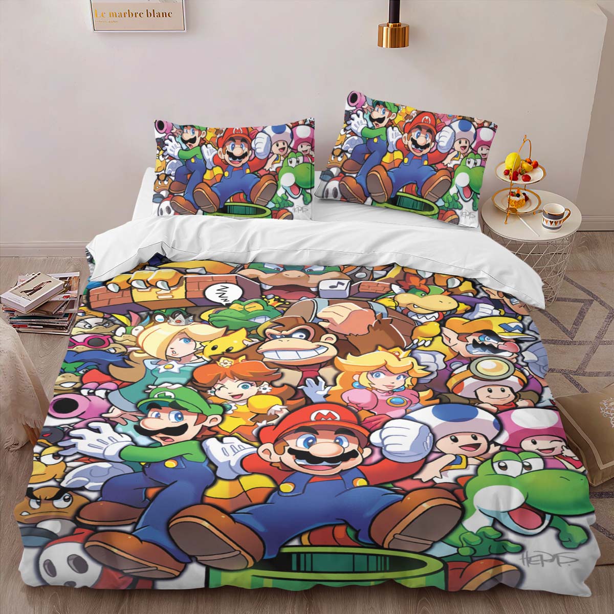 Housse De Couette Personnages Super Mario 12 Parure de lit Ensemble De Literie – Image 2