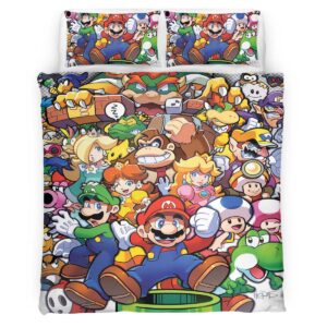 Housse De Couette Personnages Super Mario 12 Parure de lit Ensemble De Literie