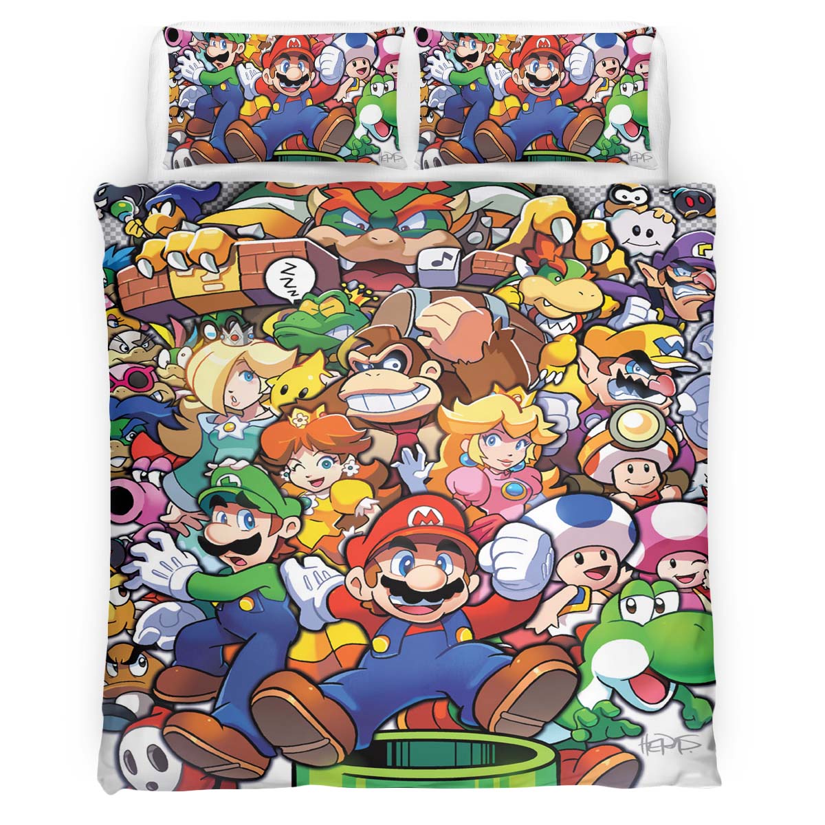 Housse De Couette Personnages Super Mario 12 Parure de lit Ensemble De Literie