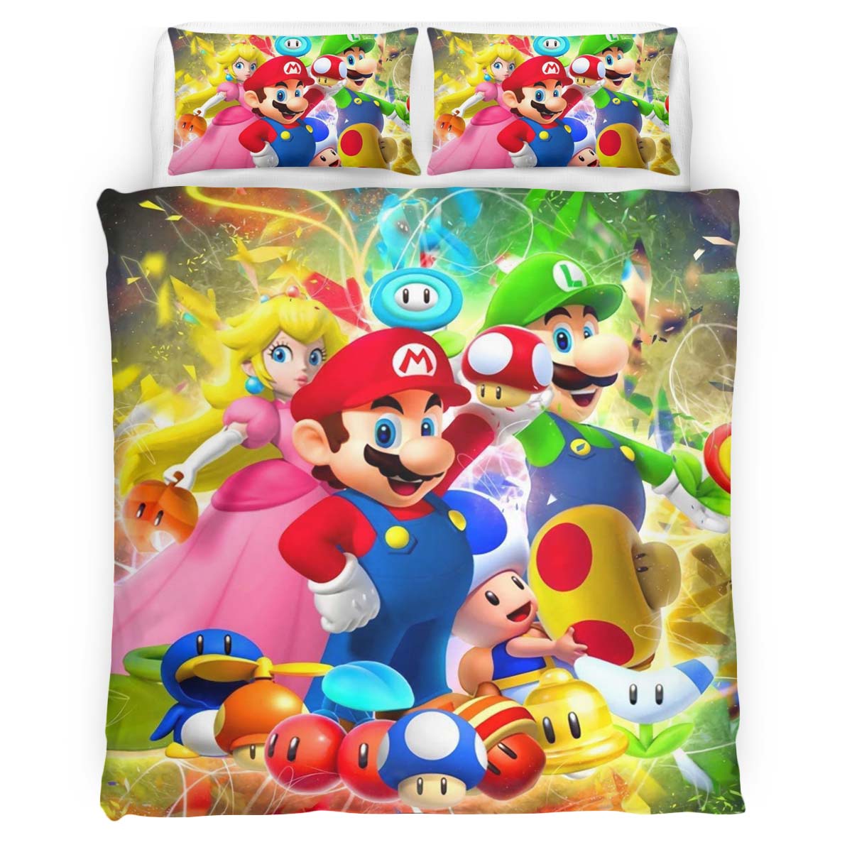 Housse De Couette Personnages Super Mario 17 Parure de lit Ensemble De Literie
