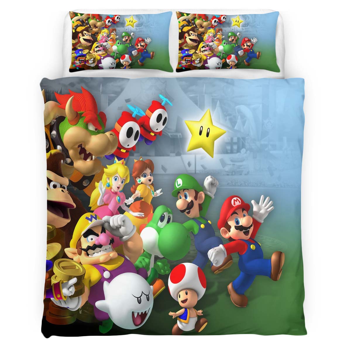 Housse De Couette Super Mario Personnages 8 Parure de lit Ensemble De Literie