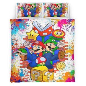 Housse De Couette Super Mario Luigi Parure de lit Ensemble De Literie