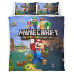 Housse De Couette Super Mario Style Minecraft Parure de lit Ensemble De Literie