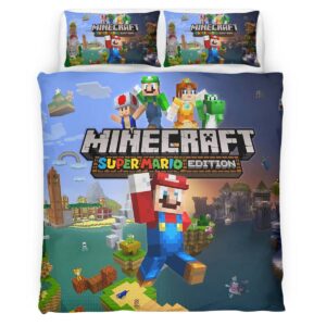 Housse De Couette Super Mario Style Minecraft Parure de lit Ensemble De Literie