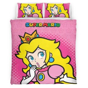 Housse De Couette Super Mario Princesse Peach Parure de lit Ensemble De Literie